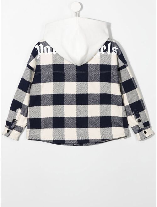 Palm Angels Kids check-print hooded overshirt