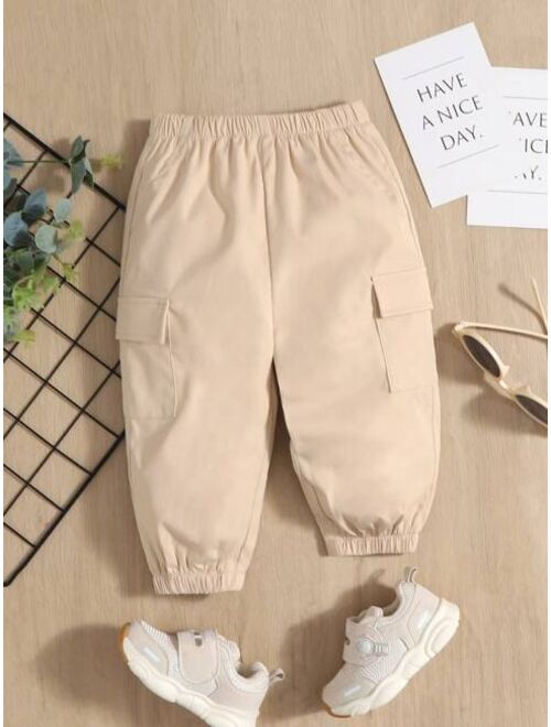 SHEIN Baby Solid Flap Pocket Cargo Pants