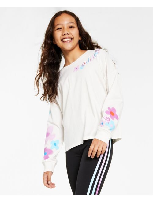 adidas Big Girls Long Sleeve Waist T-shirt