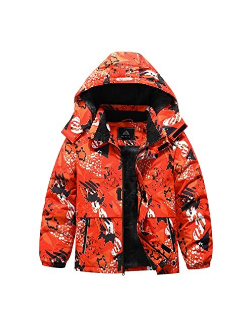 MOERDENG Kid's Waterproof Ski Snow Jacket Hooded Boy's And Girl's Warm Winter Coat Snowboard Windbreaker Hooded Raincoat