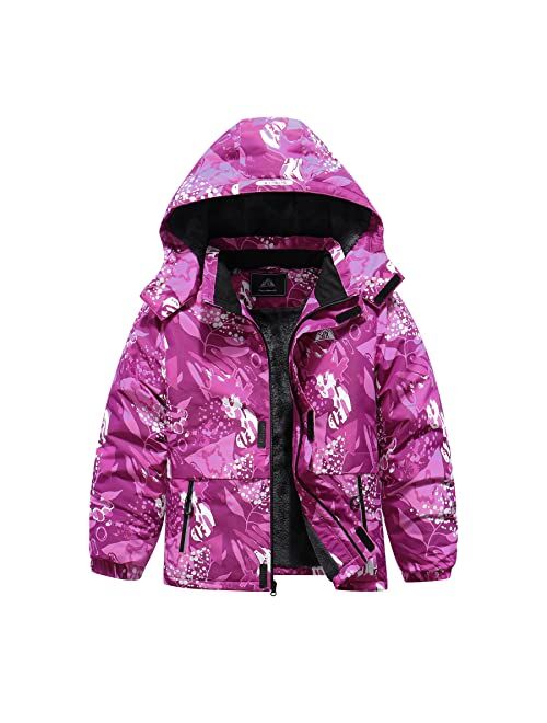 MOERDENG Kid's Waterproof Ski Snow Jacket Hooded Boy's And Girl's Warm Winter Coat Snowboard Windbreaker Hooded Raincoat