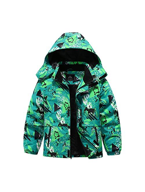 MOERDENG Kid's Waterproof Ski Snow Jacket Hooded Boy's And Girl's Warm Winter Coat Snowboard Windbreaker Hooded Raincoat