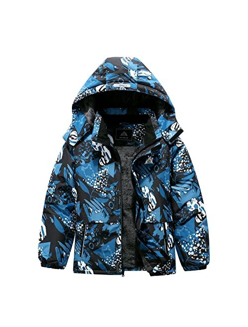 MOERDENG Kid's Waterproof Ski Snow Jacket Hooded Boy's And Girl's Warm Winter Coat Snowboard Windbreaker Hooded Raincoat