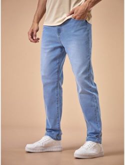 Men Slant Pocket Straight Leg Jeans