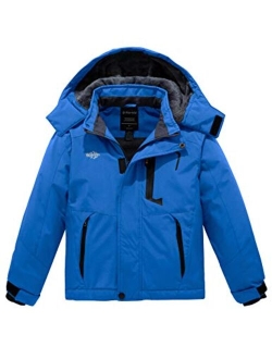 Wantdo Boy's Waterproof Ski Jacket Fleece Snowboarding Jackets Warm Thick Winter Coat Hooded Raincoats