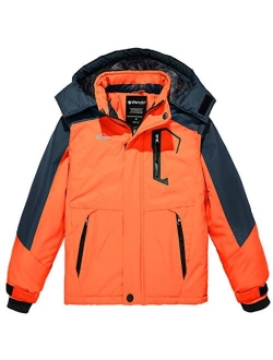 Wantdo Boy's Waterproof Ski Jacket Fleece Snowboarding Jackets Warm Thick Winter Coat Hooded Raincoats