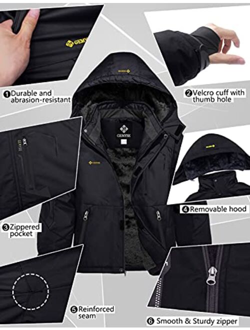 GEMYSE Boy's Waterproof Ski Snow Jacket Hooded Fleece Windproof Winter Jacket