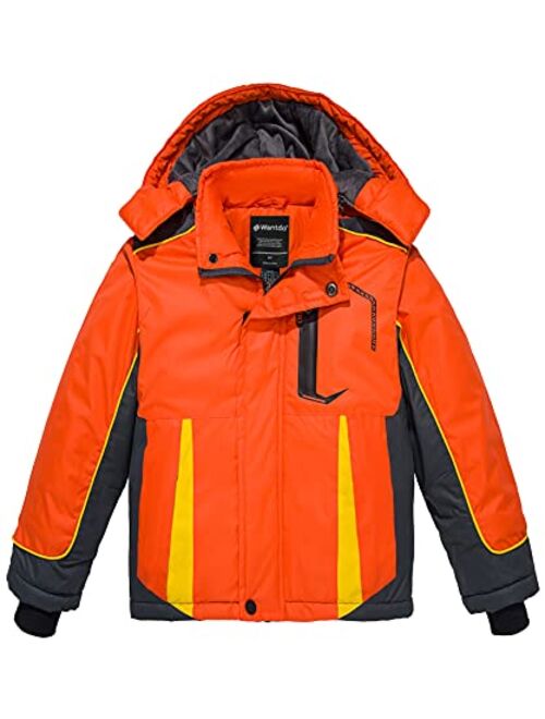 Wantdo Boy's Waterproof Ski Jacket Warm Winter Snow Coat Hooded Windproof Snowboarding Raincoats