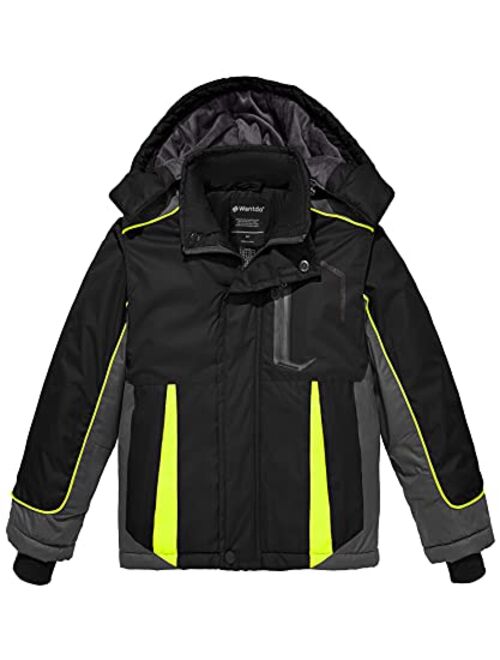 Wantdo Boy's Waterproof Ski Jacket Warm Winter Snow Coat Hooded Windproof Snowboarding Raincoats