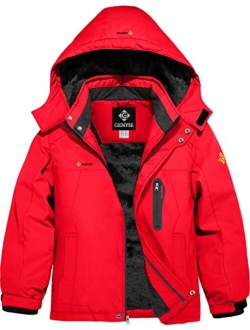 GEMYSE Boy's Waterproof Ski Snow Jacket Hooded Fleece Lined Windproof Winter Jacket