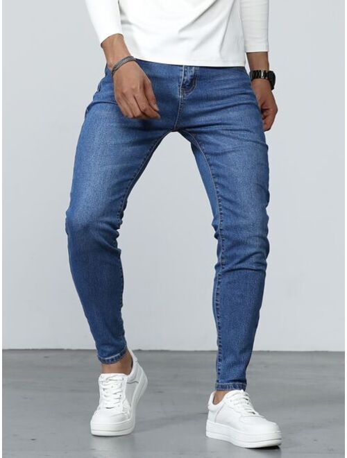 Shein Men Bleach Wash Skinny Jeans