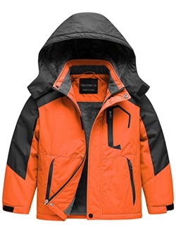 CREATMO US Boy's Waterproof Ski Jacket Warm Winter Fleece Snow Coat Windproof Snowboarding Rain Jacket