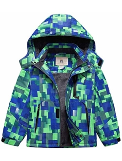 CREATMO US Boy's Waterproof Ski Jacket Warm Winter Fleece Snow Coat Windproof Snowboarding Rain Jacket