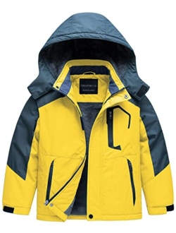 CREATMO US Boy's Waterproof Ski Jacket Warm Winter Fleece Snow Coat Windproof Snowboarding Rain Jacket