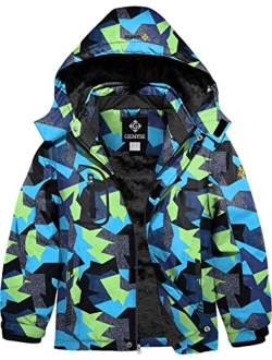 GEMYSE Boy's Waterproof Ski Snow Jacket Fleece Windproof Winter Jacket with Hood