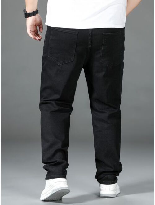 Shein Extended Sizes Men Slant Pocket Tapered Jeans