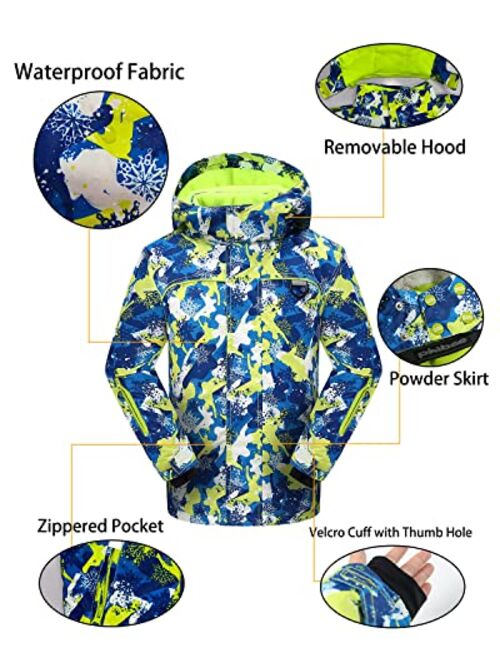 PHIBEE Big Boy's Waterproof Breathable Snowboard Ski Jacket