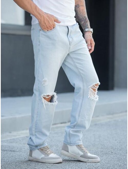 Shein Men Ripped Straight Leg Jeans