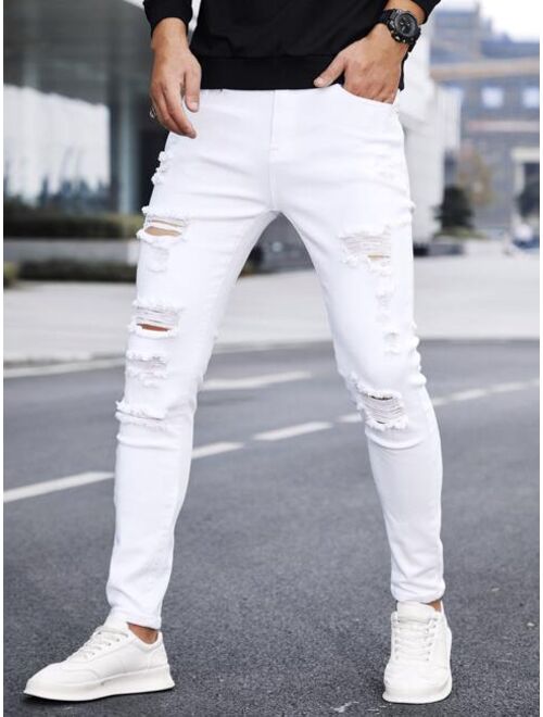 Shein Men Ripped Frayed Skinny Jeans