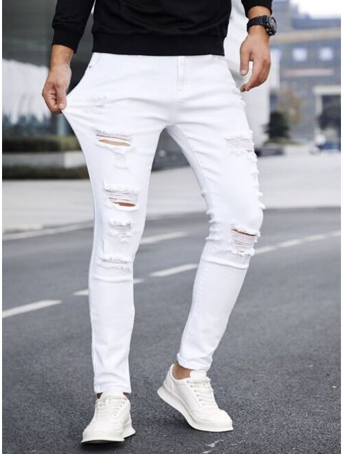 Shein Men Ripped Frayed Skinny Jeans