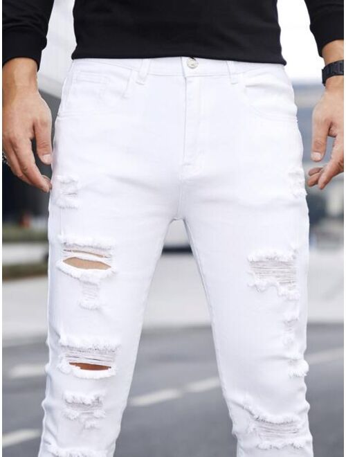 Shein Men Ripped Frayed Skinny Jeans