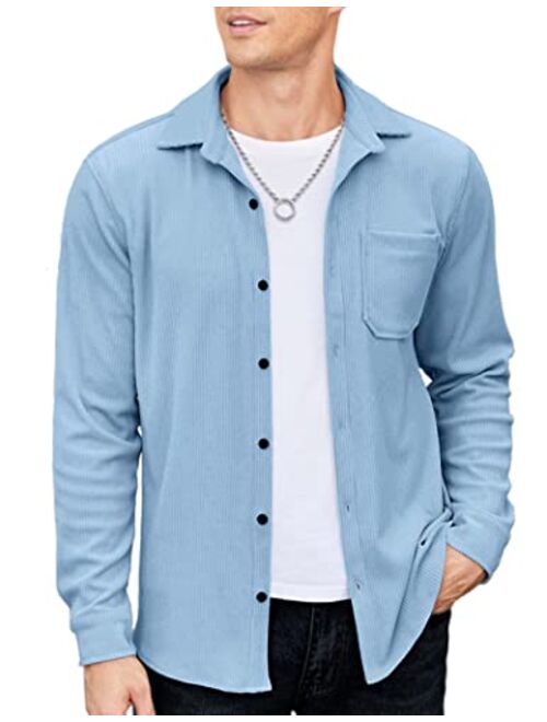 COOFANDY Men's Corduroy Shirt Casual Shacket Long Sleeve Button Down Lightweight Jacket