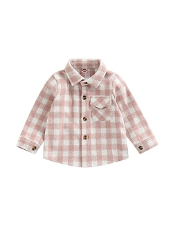 Tiacham Toddler Baby Boy Girl Shirts Fall Winter Corduroy Jacket Kids Button Down Shirt Solid Color Tops