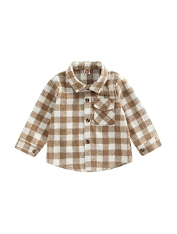 Tiacham Toddler Baby Boy Girl Shirts Fall Winter Corduroy Jacket Kids Button Down Shirt Solid Color Tops