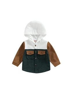 Tiacham Toddler Baby Boy Girl Shirts Fall Winter Corduroy Jacket Kids Button Down Shirt Solid Color Tops