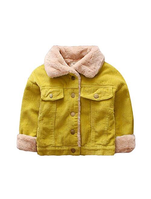 Generic Kids Baby Boys Winter Coat Fleece Lined Thick Warm Outerwear Toddler Solid Color Corduroy Jacket 6M-3Y