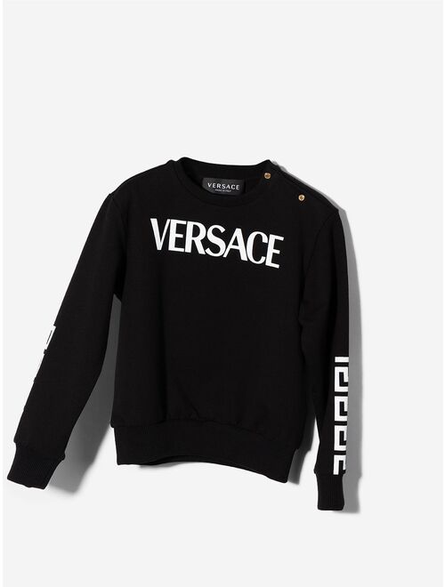 Versace Kids logo print crew neck sweatshirt