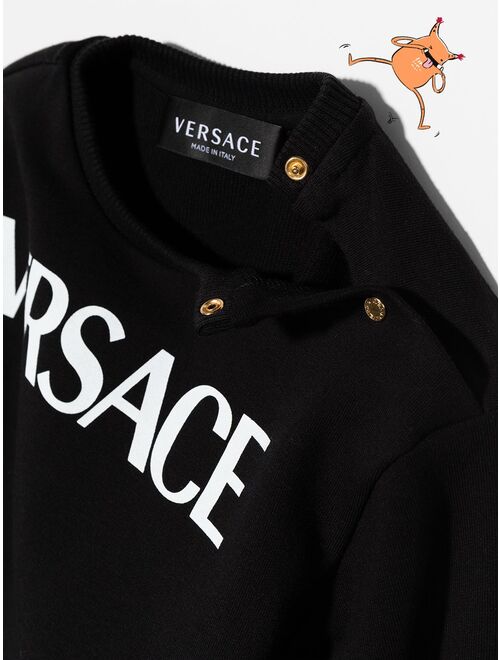 Versace Kids logo print crew neck sweatshirt