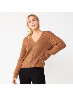 Twist-Front Cutout Sweater