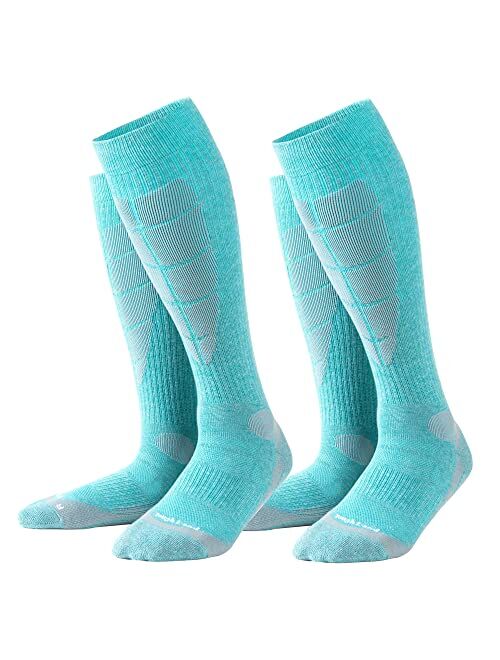 Tough Land Wool Ski Socks for Women & MenSnowboarding Socks, OTC, Cushioned, Warm, Durable, Easy Care. 2 Pairs