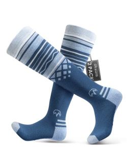 OutdoorMaster Ski Socks 2-Pack Merino Wool, Over The Calf (OTC) Non-Slip Cuff for Men & Women