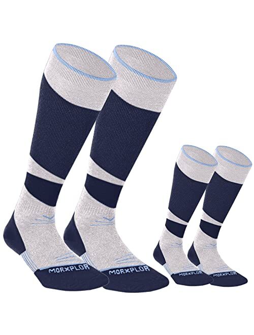 MORXPLOR Merino Wool Ski Socks 2 Pairs Pack for Men&Women,Skiing and Snowboarding Knee High Warm Socks for Cold Weather