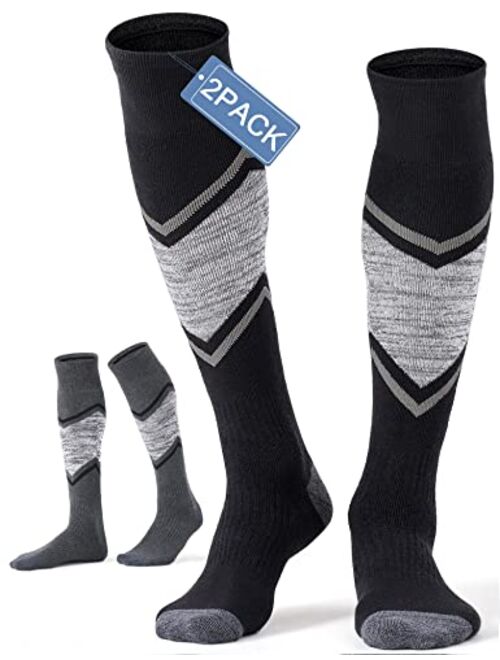 FITRELL 2/3 Pack Ski Socks for Skiing Snowboarding, Full Cushioned Winter Wool Warm Socks for Men and Women