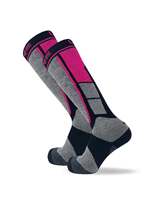 Pure Athlete Ski Socks Made in USA - Alpaca Wool Winter Weather Lightweight Socks for Skiing