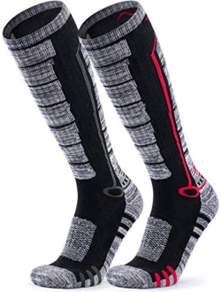 TSLA 2 Pack Men and Women Winter Ski Socks, Calf Compression Snowboard Socks, Warm Thermal Socks for Cold Weather