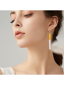 YUNXI 2 Pairs Harajuku Creative Funny Cigarette Butt Drop Dangle Earrings Wacky Lifelike Cigarette Earrings for Women Girls Unisex Cool Punk Jewelry