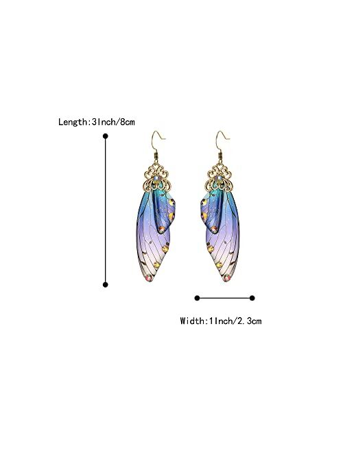 BriLove Butterfly Wing Hook Earrings Elegant Crystal Insect Dragonfly Drop Dangle Earrings for Women Girls Jewelry