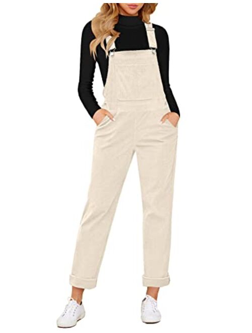 LookbookStore Womens Overalls Corduroy Bib Adjustable Straps Fashion Jumpsuit Overall for Women with Pocket