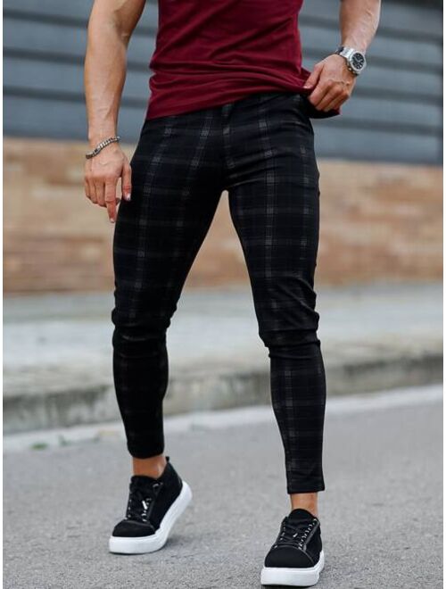 Shein Men Plaid Skinny Pants