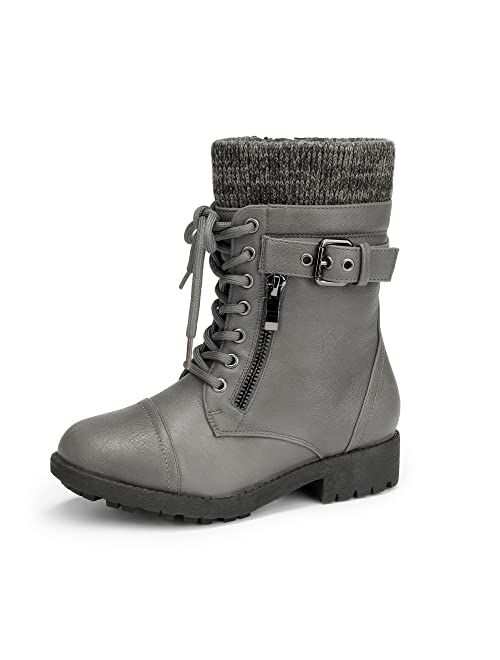 DREAM PAIRS Girl's Mid Calf Combat Boots