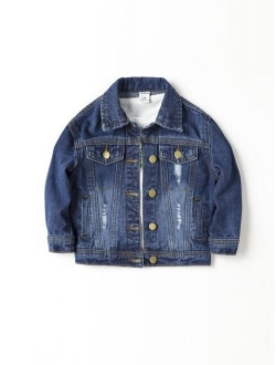 Toddler Boys Ripped Button Up Denim Jacket