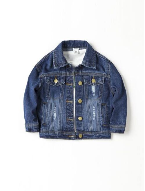 Shein Toddler Boys Ripped Button Up Denim Jacket