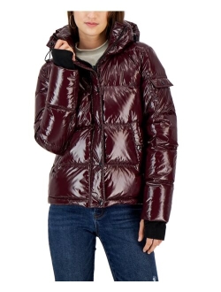 S13 Ella Lacquer Hooded Down Puffer Coat