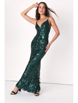 Shine Language Emerald Green Sequin Mermaid Maxi Dress