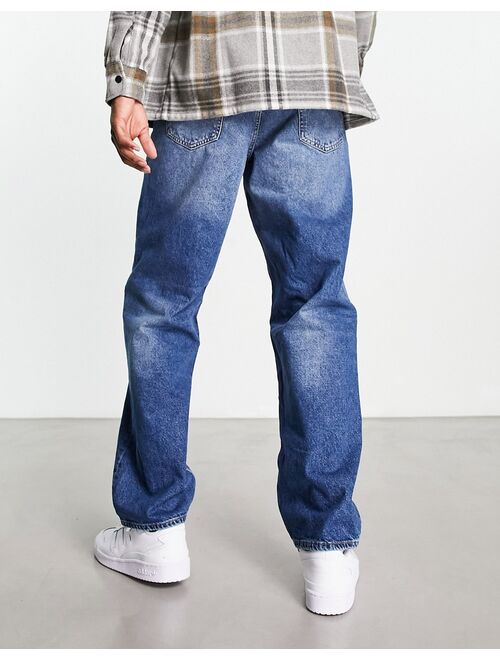 Only & Sons Five baggy fit jeans in mid wash