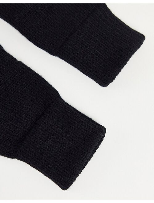 Topman knit gloves in black - BLACK